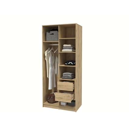 Шкаф распашной Тренд КТ-Ш2 (Дуб золотой ЛДСП/ Океан ЛМДФ) Ш918 В2128 Г547